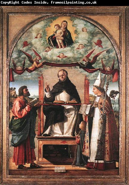 CARPACCIO, Vittore St Thomas in Glory between St Mark and St Louis of Toulouse dfg